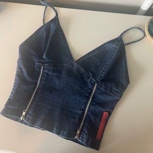 Vintage 2000’s Prada Denim Cropped Top with Zippers